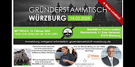 Immagine principale di Gründerstammtisch Würzburg 14. Februar 2024 im neuen Meet&Move 