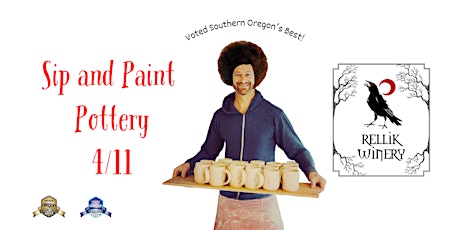 Sip and Paint Pottery Rellik Winery April 11th 5-7 PM