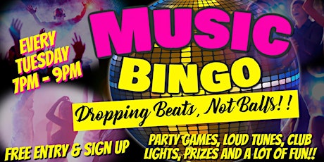 Music Bingo - Droppin' Beats Not Balls!! $1,000 Progressive Cash Pot Bingo primary image