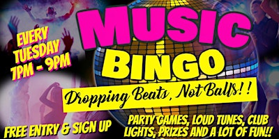 Music Bingo - Droppin Beats Not Balls!! $1,000 Progressive Cash Pot Bingo primary image