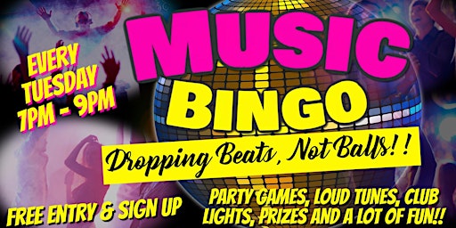 Primaire afbeelding van Music Bingo - Droppin Beats Not Balls!! $1,000 Progressive Cash Pot Bingo