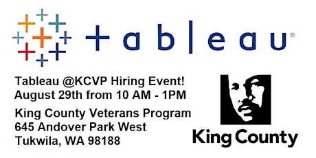 Tableau Networking & Hiring Event @ King County Veterans Program Tukwila primary image