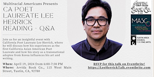 Primaire afbeelding van Multiracial Americans Presents: CA Poet Laureate Lee Herrick Reading + Q&A