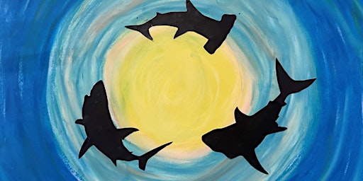 Oil pastel shark silhouettes (Kandos Library ages 6-8)  primärbild