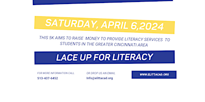 Primaire afbeelding van Lace up For Literacy 5k Walk and Run