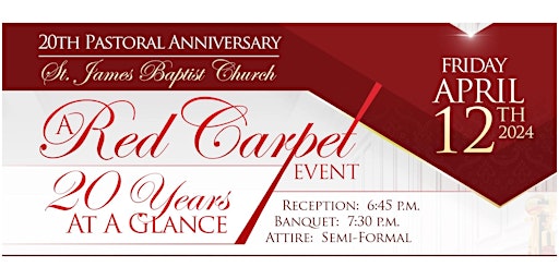 Hauptbild für 20th Pastoral Anniversary Celebration - A Red Carpet Event