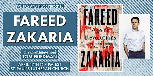 Primaire afbeelding van Fareed Zakaria | AGE OF REVOLUTIONS - with Tom Friedman — at St. Paul's