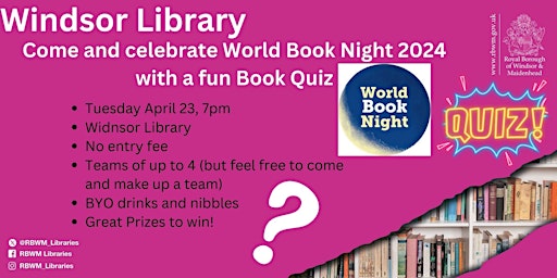 Immagine principale di World Book Night Quiz at Windsor Library 