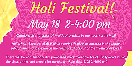 Hauptbild für Holi Festival in Natick Center!