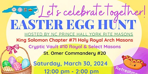 Primaire afbeelding van 2nd Annual NC York Rite Prince Hall Masons Easter Egg Hunt