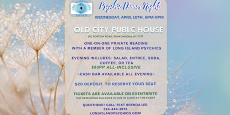 Psychic Dinner Night At Old City Public House in Ronkonkoma, NY primary image