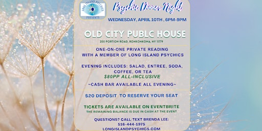 Image principale de Psychic Dinner Night At Old City Public House in Ronkonkoma, NY