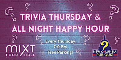 Primaire afbeelding van Trivia Night Thursday and All Night Happy Hour