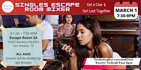 Singles Escape Room + Mixer (ALL AGES - Divided by Age Groups) primary image