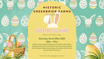Imagem principal do evento Historic Greenbrier Farms Annual Easter Egg Hunt