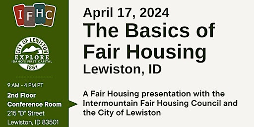 Imagem principal do evento Fair Housing Basics and Hot Topics - Lewiston, Idaho