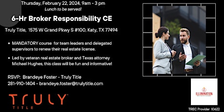 Broker Responsibility Course - ONLINE ONLY - 6 Hrs of TREC CE! primary image