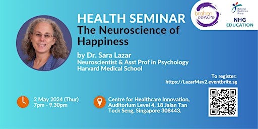 Imagem principal de Neuroscience of Happiness Seminar by Harvard's Dr Sara Lazar