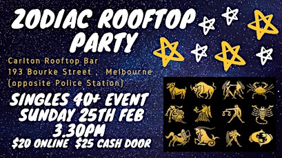Singe Over 40 | Zodiac Party | Rooftop Melbourne | Happy Hour | Matching primary image