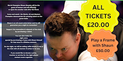 Stratford Snooker Exhibition - Shaun Murphy Re-opening fundraiser primary image