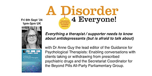 Hauptbild für Everything therapists  need to know about anti depressants with Dr Anne Guy