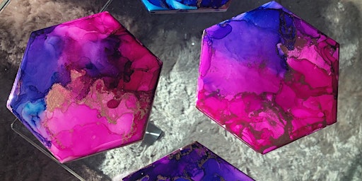 Alcohol Ink and Resin Coasters (4) primary image