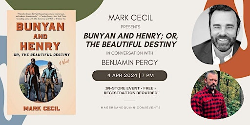 Imagem principal do evento Mark Cecil presents Bunyan and Henry in conversation with Benjamin Percy