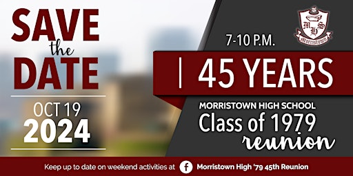 Hauptbild für Morristown High School Class of '79 45th Reunion