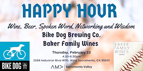Imagem principal do evento Happy Hour with Baker Family Wines, Bike Dog Brewing Co. and AMASV