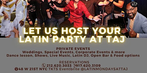 Immagine principale di Latin Mondays at Taj Lounge 2FOR1 Anniversary Specials MAY 2024 