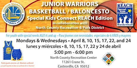 REACH Junior Warriors Basketball  - Mondays & Wednesdays - (Ages 6+) primary image