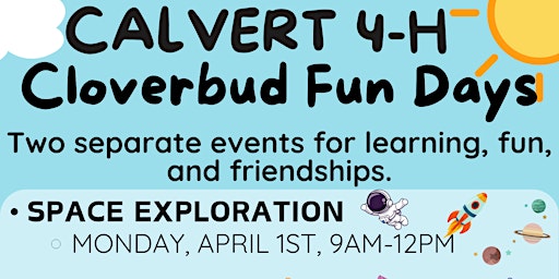 Primaire afbeelding van Calvert 4-H Spring Cloverbud Fun Days!