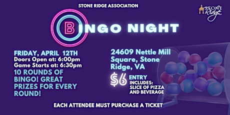 Stone Ridge Friday Bingo Night - April