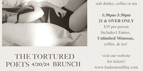 The Tortured Poets Brunch 1:30pm Seating (21 & OVER ONLY)