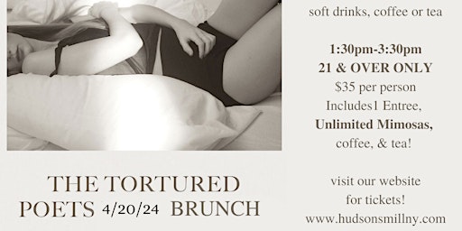 Primaire afbeelding van The Tortured Poets Brunch 1:30pm Seating (21 & OVER ONLY)