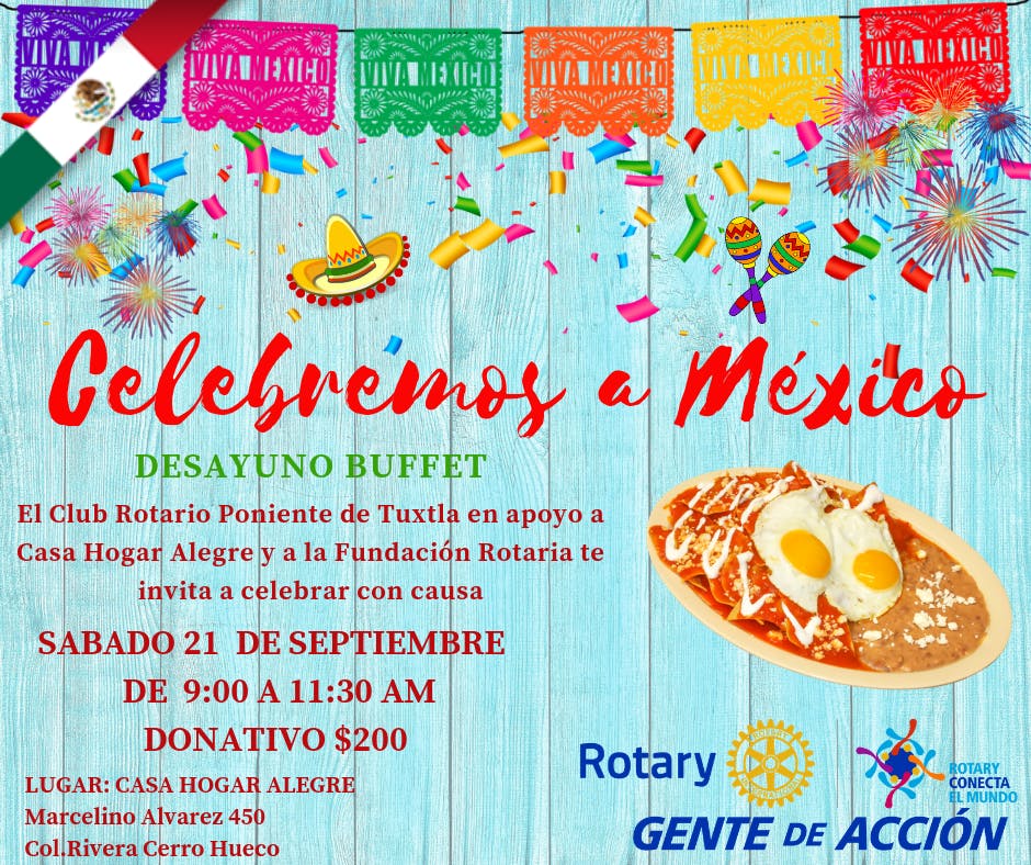 Celebremos a México | Desayuno Buffet | Club Rotario Poniente - 21 SEP 2019