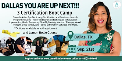 Primaire afbeelding van Dallas, TX- Spa Bootcamp Certification and Business Launch Program