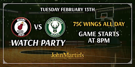 Miami Heat vs Milwaukee Bucks  Watch Party at John Martin's primary image