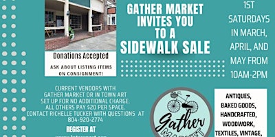 Primaire afbeelding van First Saturday Sidewalk Sale, Crewe Gather Market