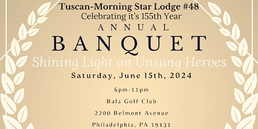 Imagem principal de Tuscan-Morning Star Lodge #48 Annual Charity & Awards Banquet