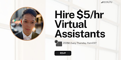 Immagine principale di Webinar - How To Hire Virtual Assistants For As Low As $5/hr 