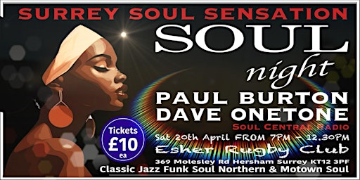 Imagem principal do evento Surrey Soul Sensation Saturday 20 April