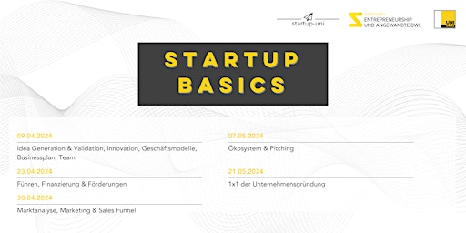 Immagine principale di Startup Basics - Führen, Finanzierung & Förderungen 