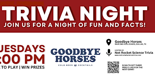 Imagem principal do evento Goodbye Horses Trivia Night