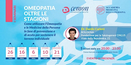 Imagem principal do evento BOLOGNA - OMEOPATIA OLTRE LE STAGIONI - Dott. DANILO CARLONI