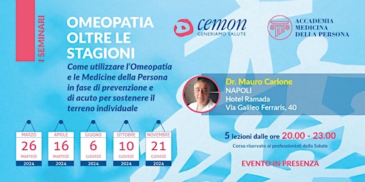 Imagem principal do evento NAPOLI - OMEOPATIA OLTRE LE STAGIONI - Dott. MAURO CARLONE