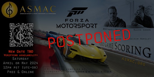 POSTPONED Video Game Scoring—Forza Motorsport w/Kaveh Cohen—Michael Nielsen  primärbild