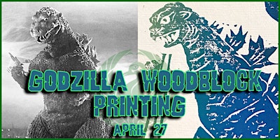 Primaire afbeelding van Godzilla Ukiyo-e "Japanese Woodblock Printing"