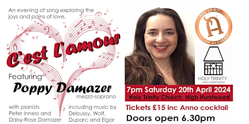 Imagem principal do evento C'EST L'AMOUR - an evening of song exploring the joys and pains of love.