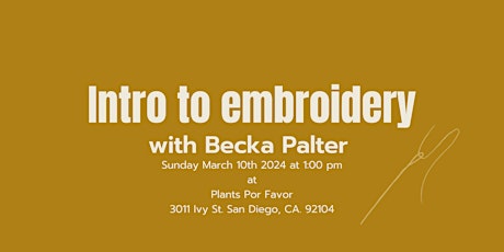 Intro to Embroidery with Becka Palter primary image